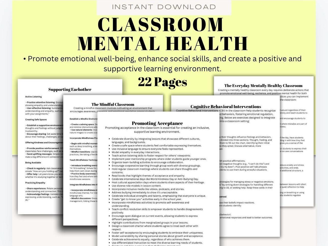 Kids Mental Health in the Classroom Teacher Support Parent Resource Social Skills Reference Educational Guide