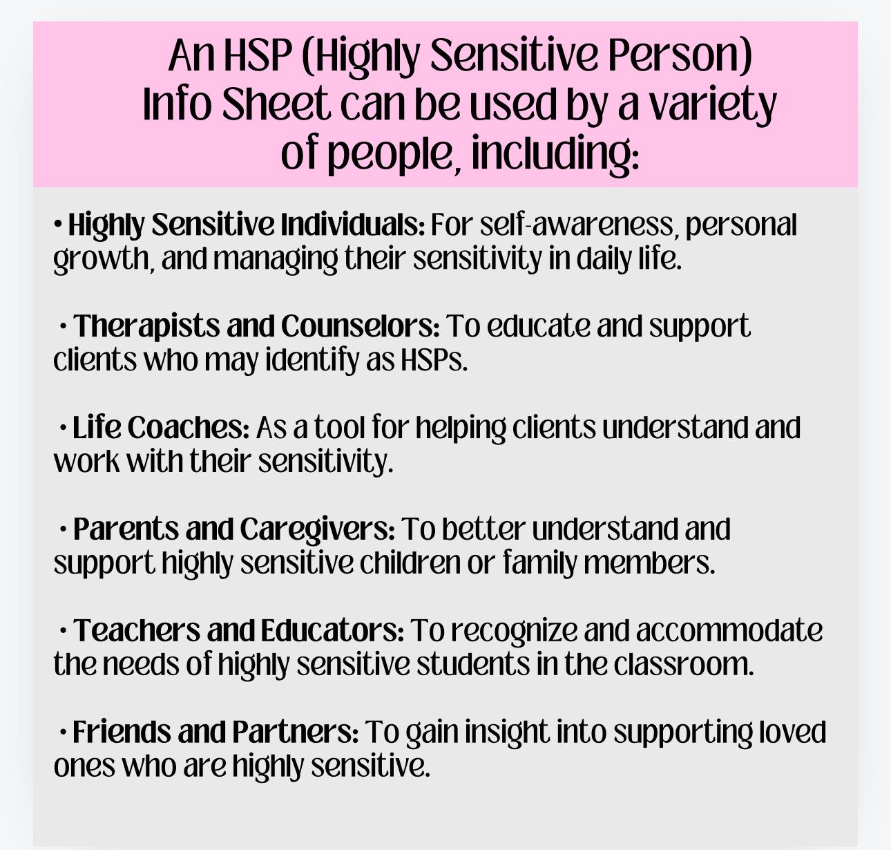 HSP Infosheet Handout | Highly Sensitive Person Resource (PDF & PNG)