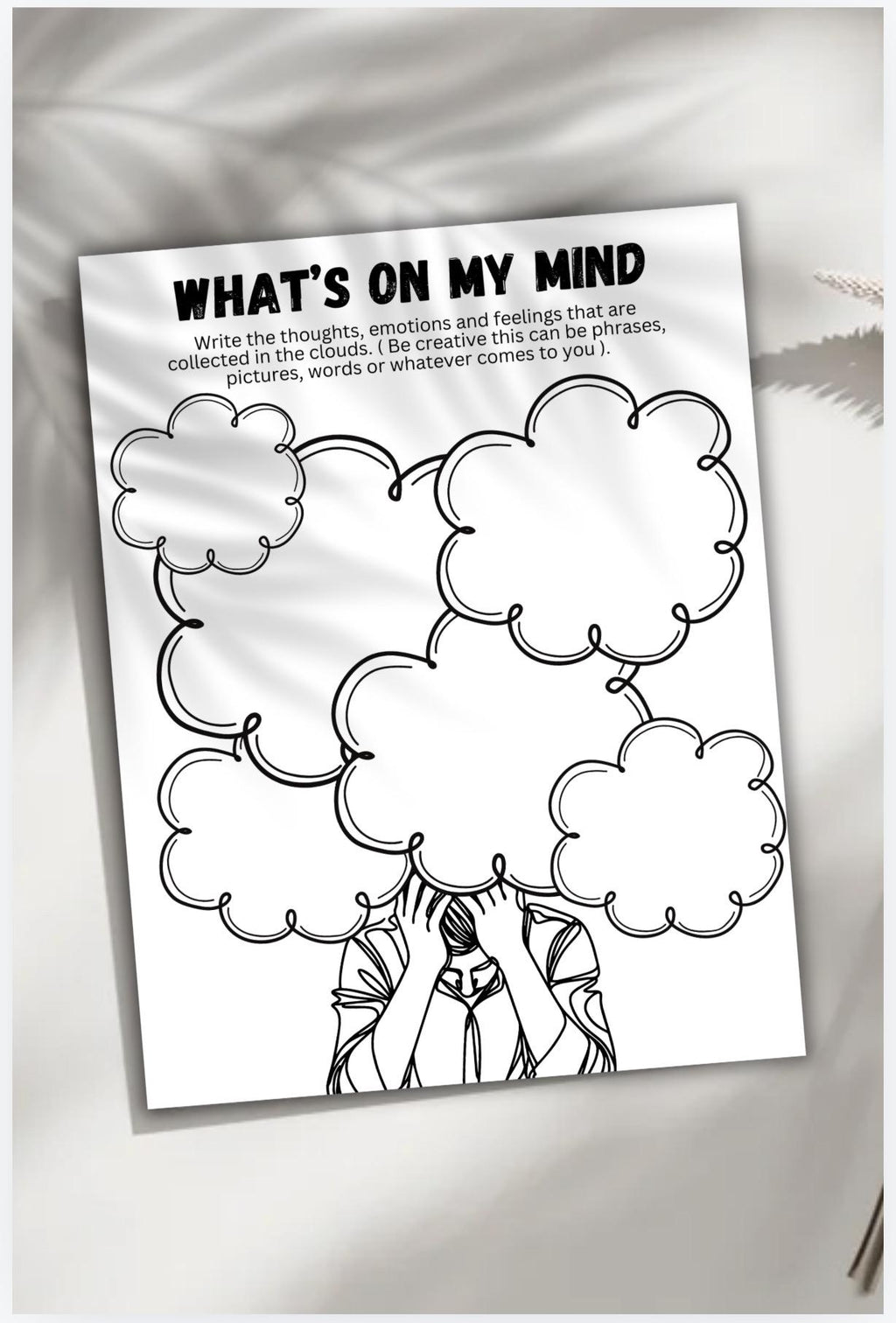 Mind Cloud Therapy Worksheet | Thoughts & Emotions (PDF)