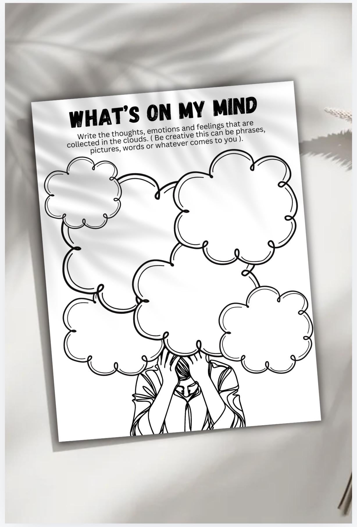 Mind Cloud Therapy Worksheet | Thoughts & Emotions (PDF)