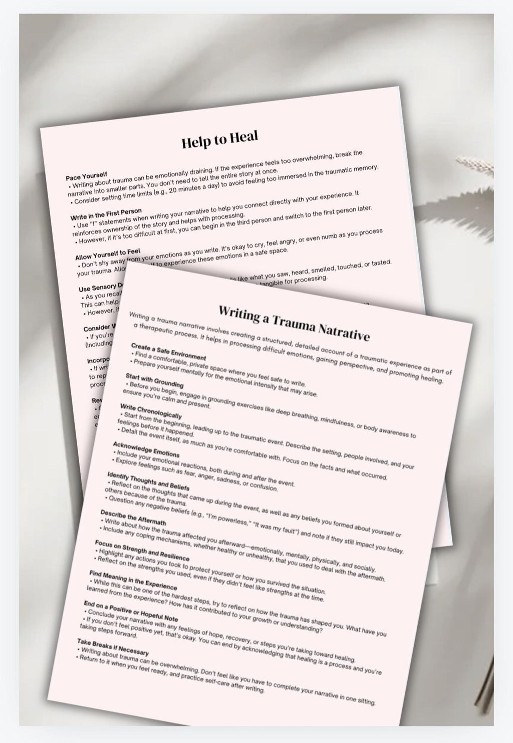 Trauma Narrative Worksheet: Recovery, Resilience & Empowerment (PDF Download)