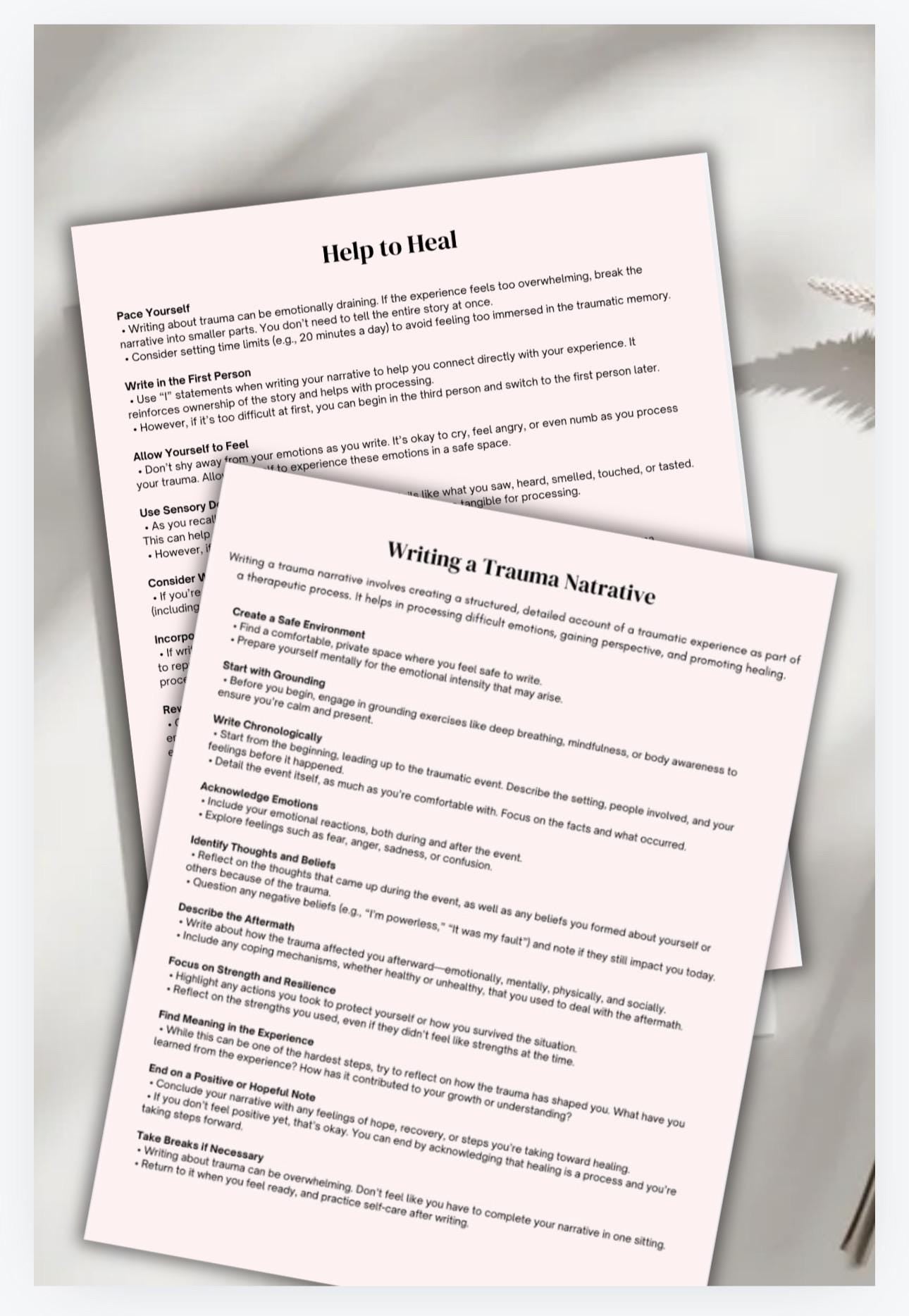 Trauma Narrative Worksheet: Recovery, Resilience & Empowerment (PDF Download)