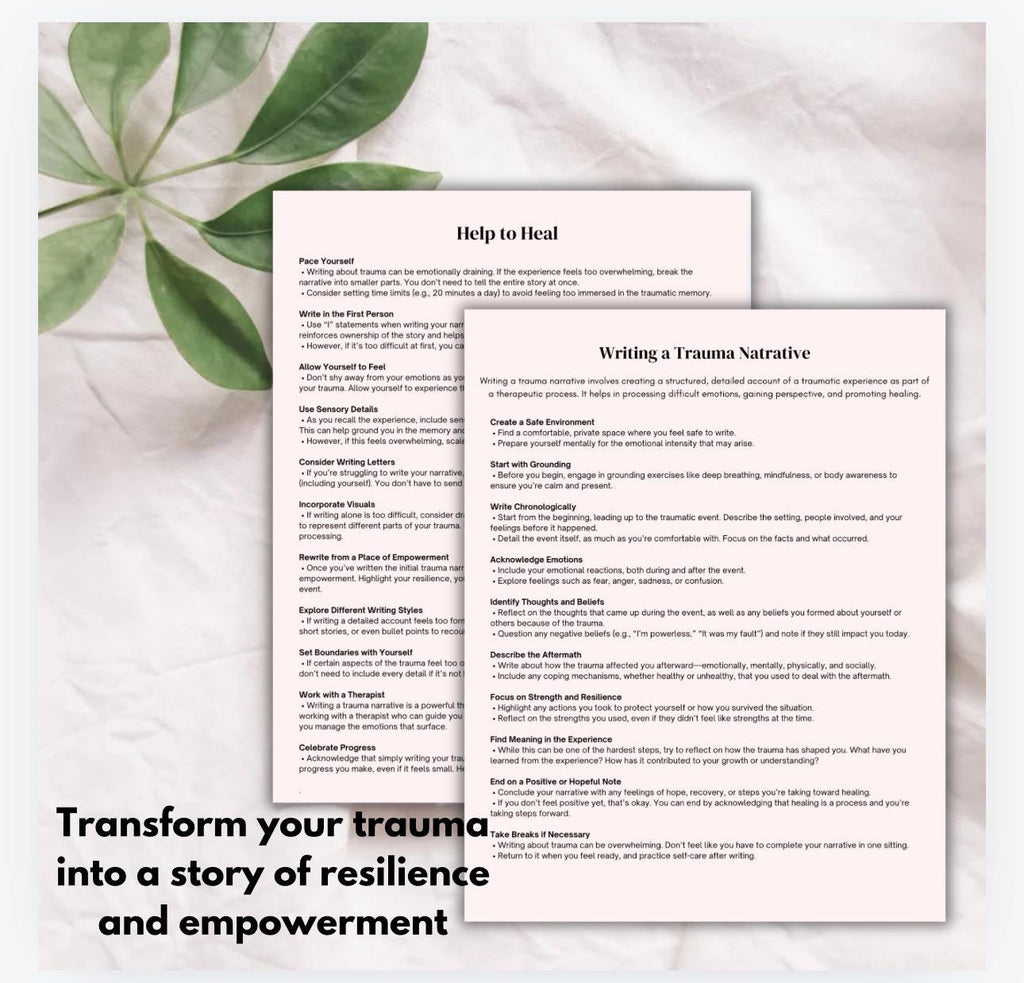 Trauma Narrative Worksheet: Recovery, Resilience & Empowerment (PDF Download)