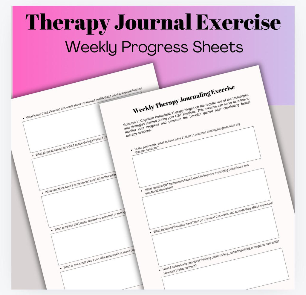 Therapy Prompts for Client Journal Exercise: Weekly Progress Sheets (PDF Download)