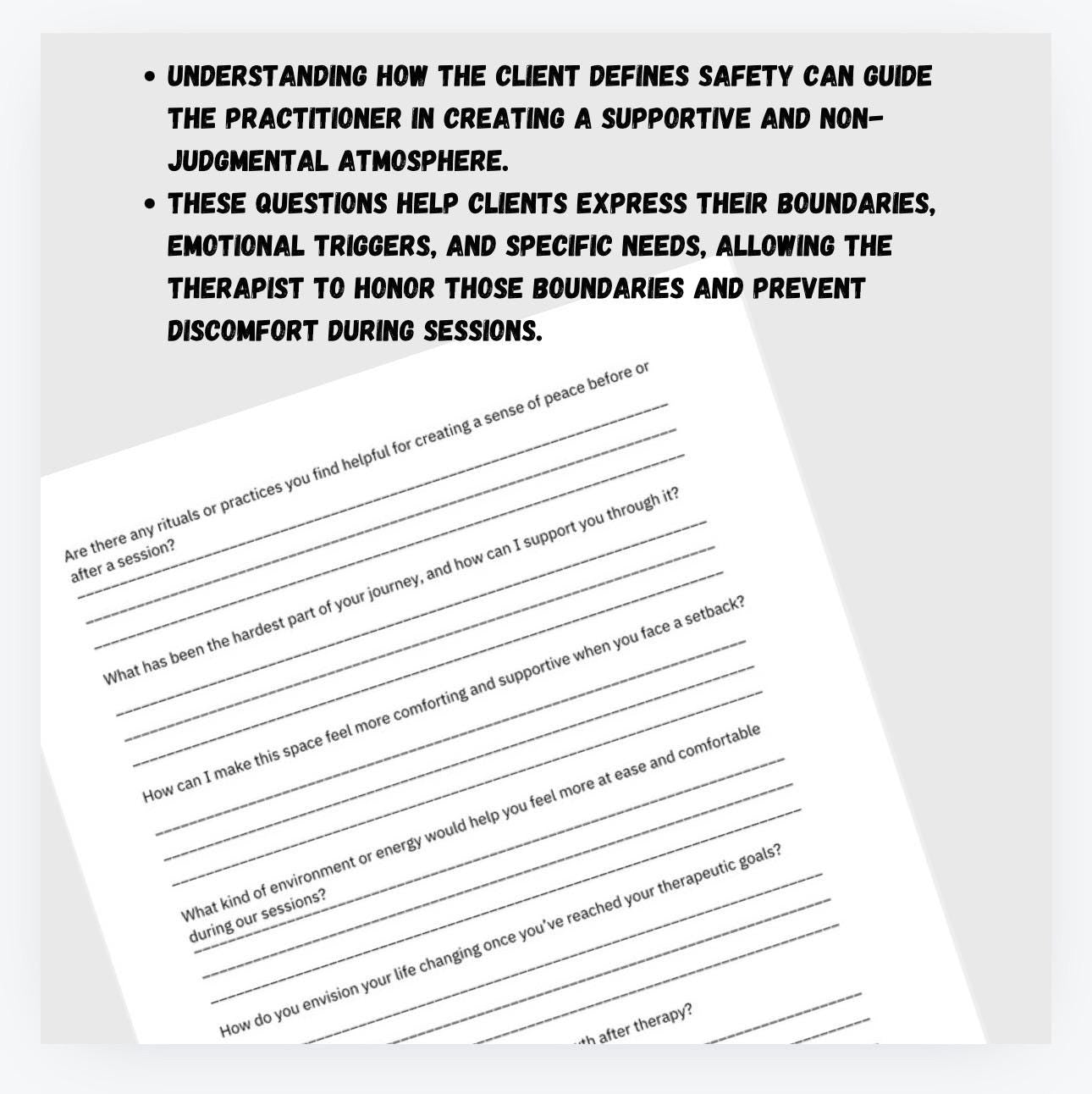 Safe Space Therapy Questions Worksheet (PDF Download)