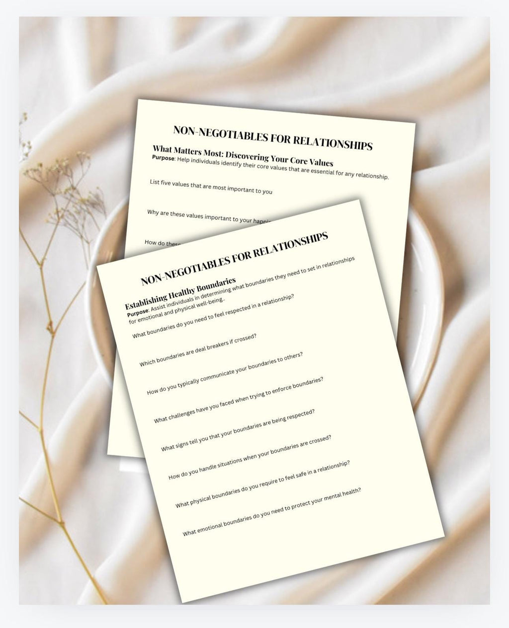 Relationship Non-Negotiables Worksheets, Couples Therapy (PDF Download)