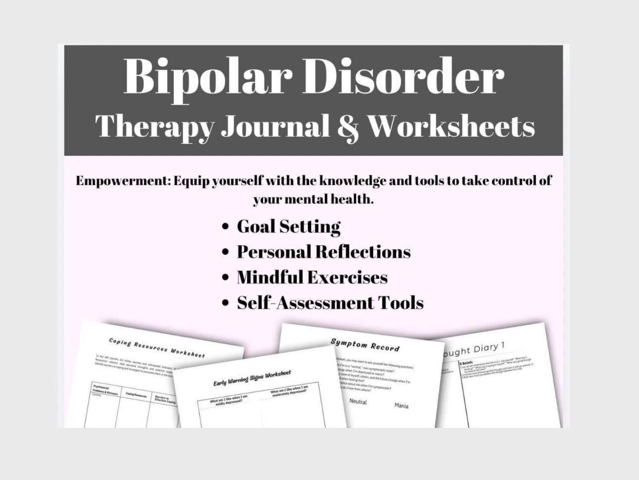 Bipolar Disorder Workbook: Mood Tracker, Coping Skills (PDF)