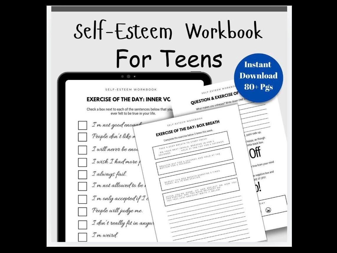 Teen Self-Esteem Workbook: Therapy Worksheets for Confidence (PDF)