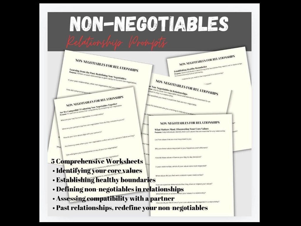 Relationship Non-Negotiables Worksheets, Couples Therapy (PDF Download)