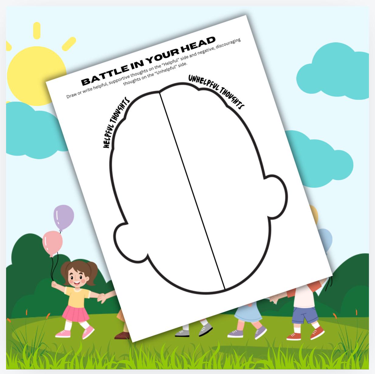 Helpful & Unhelpful Thoughts Worksheet: Play Therapy Toolkit (Digital Download)