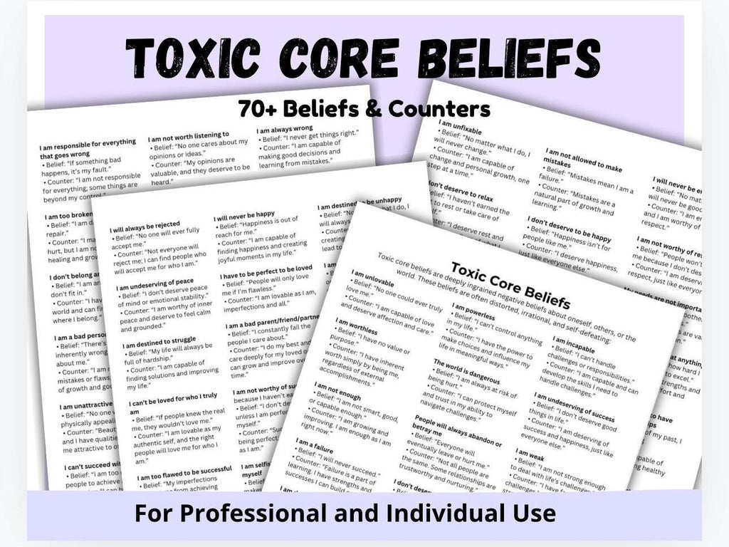 Toxic Core Beliefs, 70+ Beliefs & Counters (PDF)