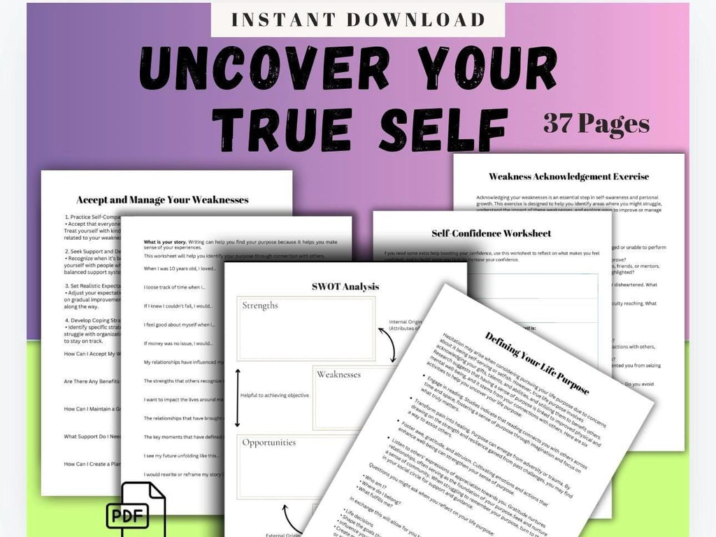 Self Discovery Workbook, Personal Growth Roadmap (PDF Pattern)