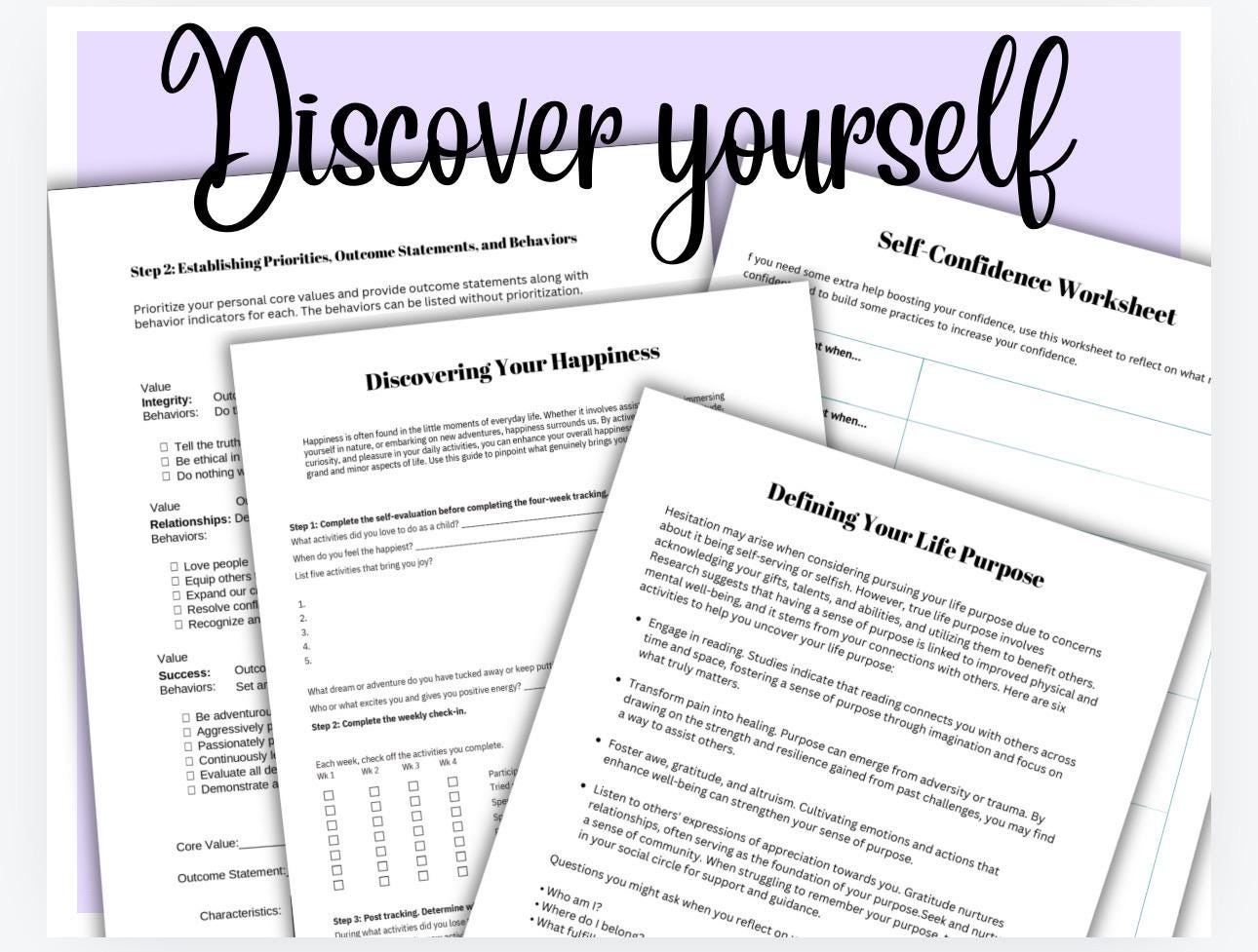 Self Discovery Workbook, Personal Growth Roadmap (PDF Pattern)