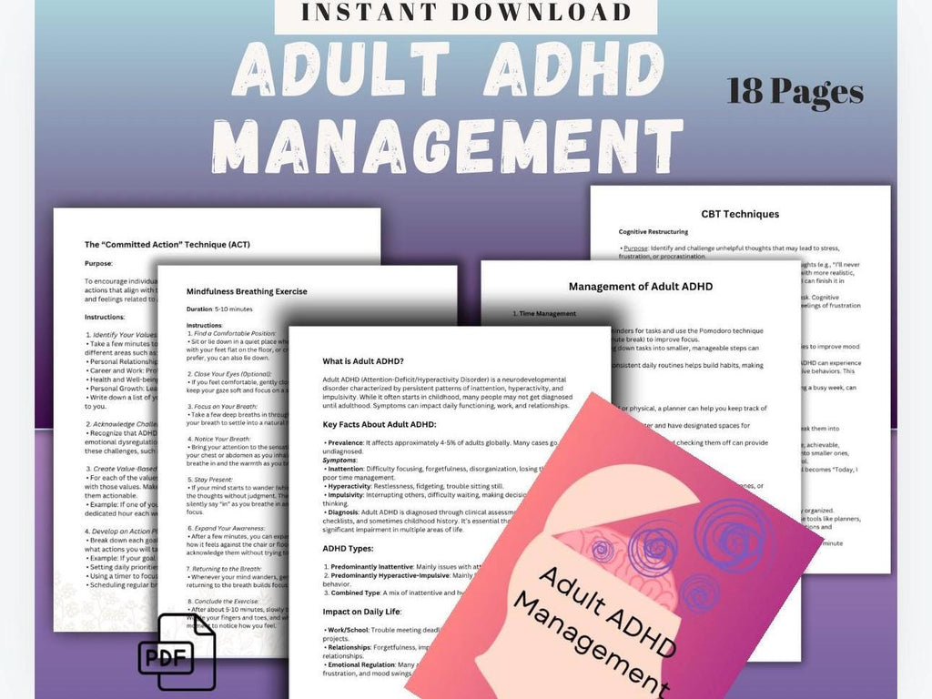 Manage Adult ADHD Coping Skills  Therapist Resource Therapy Exercises CBT