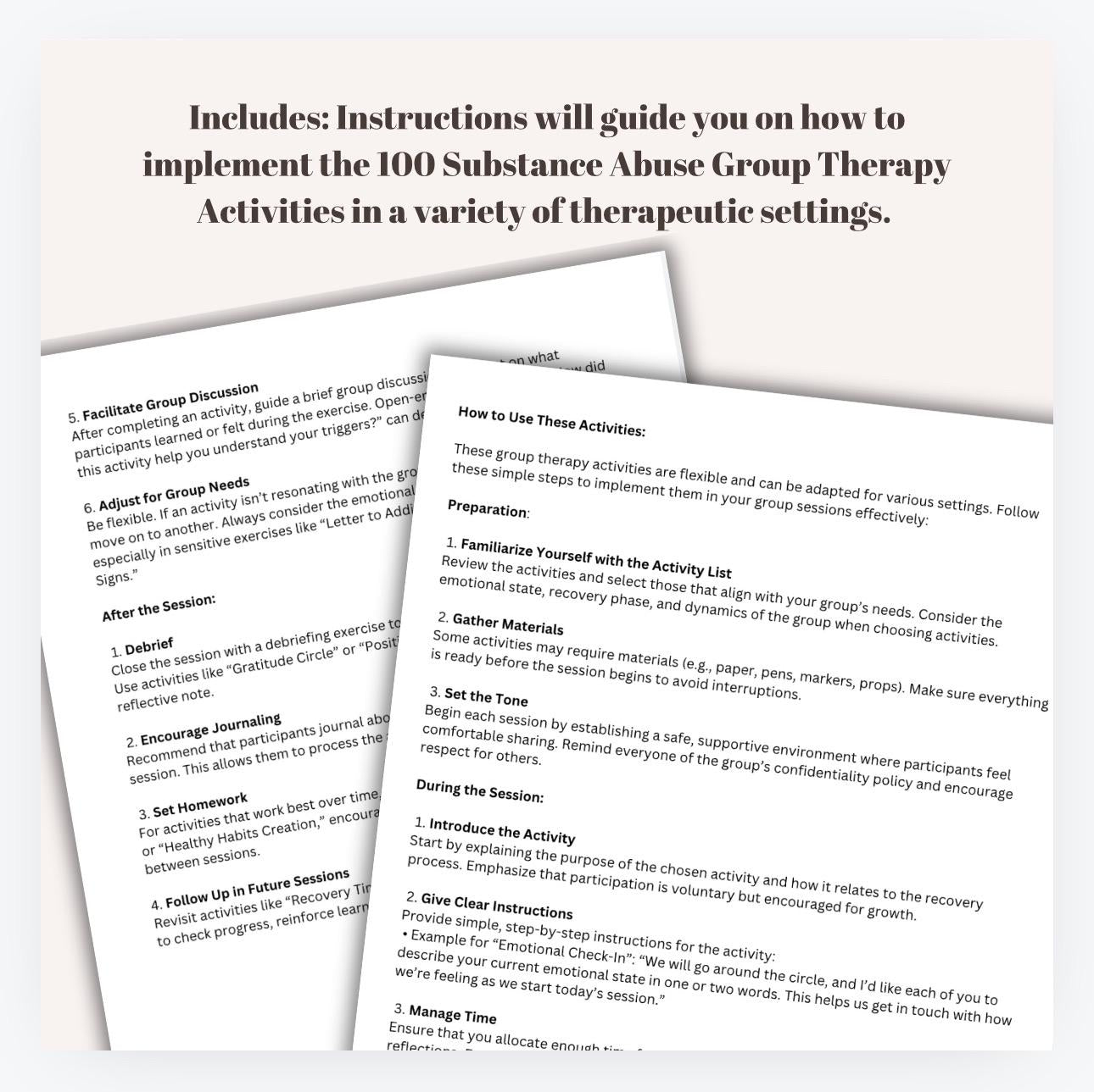 Substance Abuse Group Therapy Activities: Recovery Support (Digital Download)