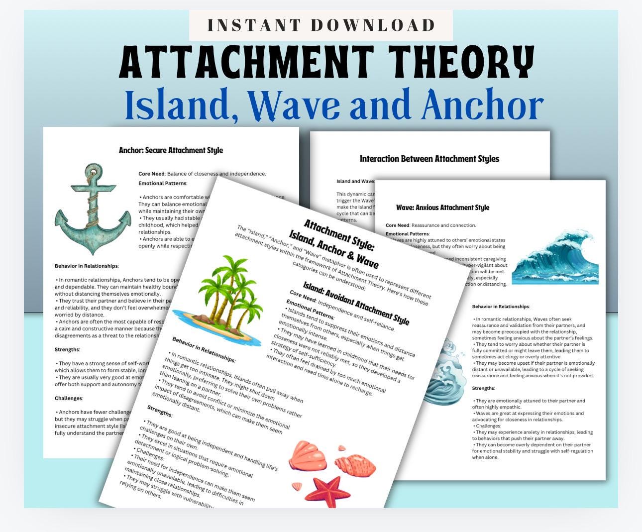 Attachment Styles Guide: Island, Wave, Anchor Metaphors (PDF Download)