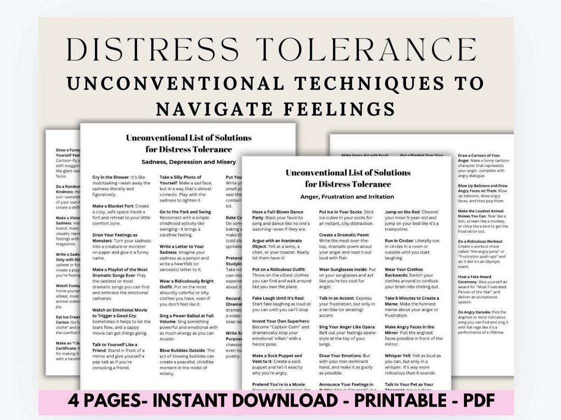 Distress Tolerance Skills PDF: Unconventional Techniques (Printable)