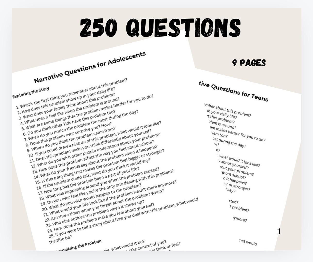 Narrative Therapy Questions for Teens & Children (PDF Download)