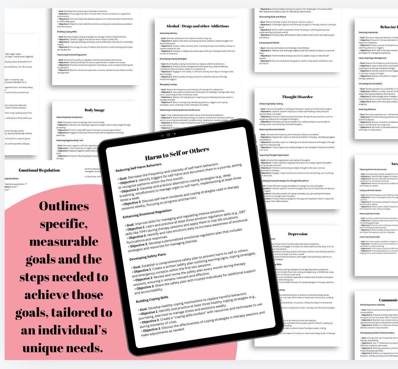 Therapy Goal Setting: Treatment Plans & Objectives (85 Pages) (PDF)