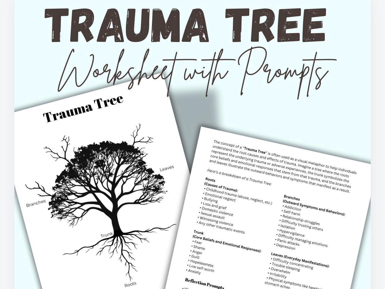 Printable Trauma Tree Worksheet for Reflection and Emotional Healing Personal Growth Tool