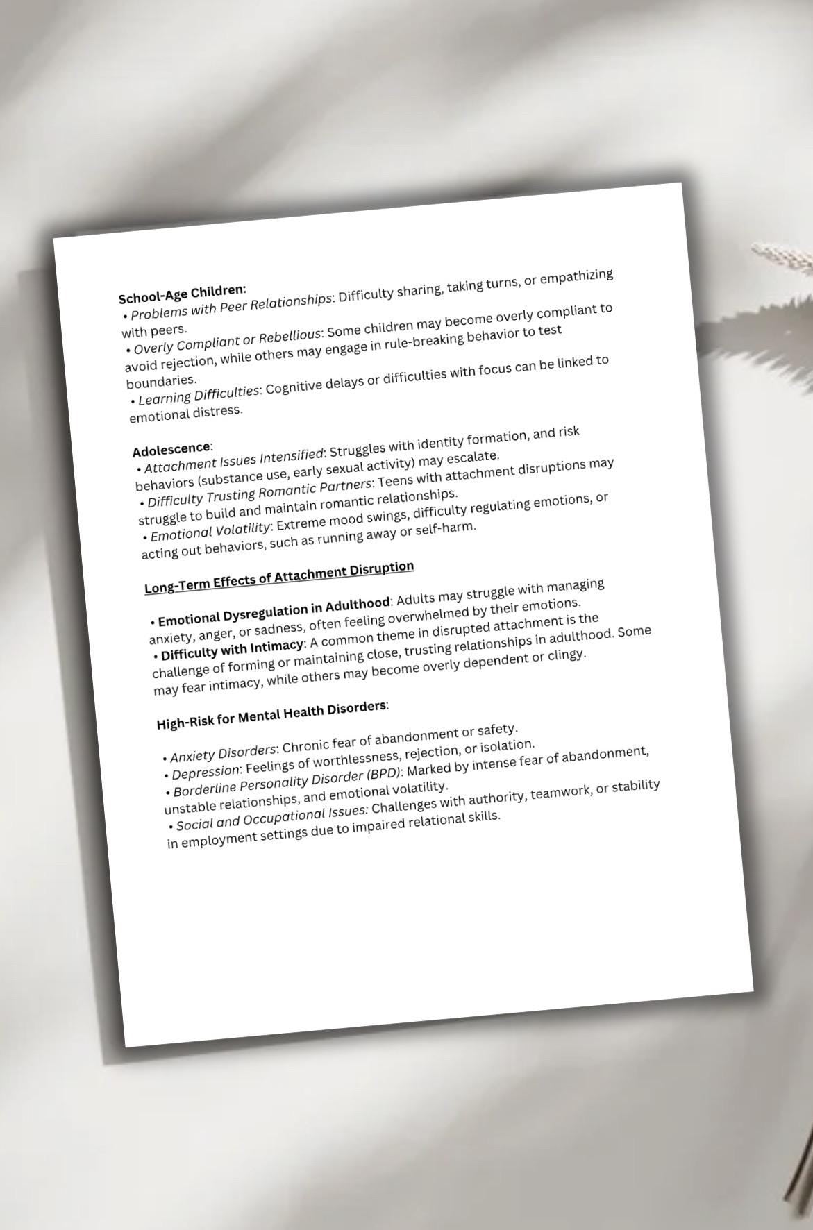 Child Attachment Disruption Guide Therapy, Healing (PDF Download)