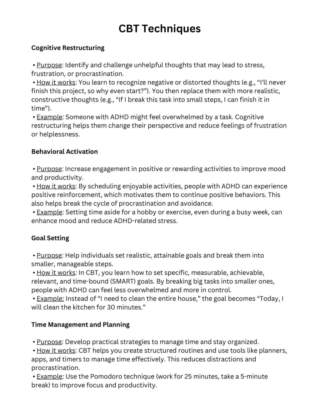 Manage Adult ADHD Coping Skills  Therapist Resource Therapy Exercises CBT