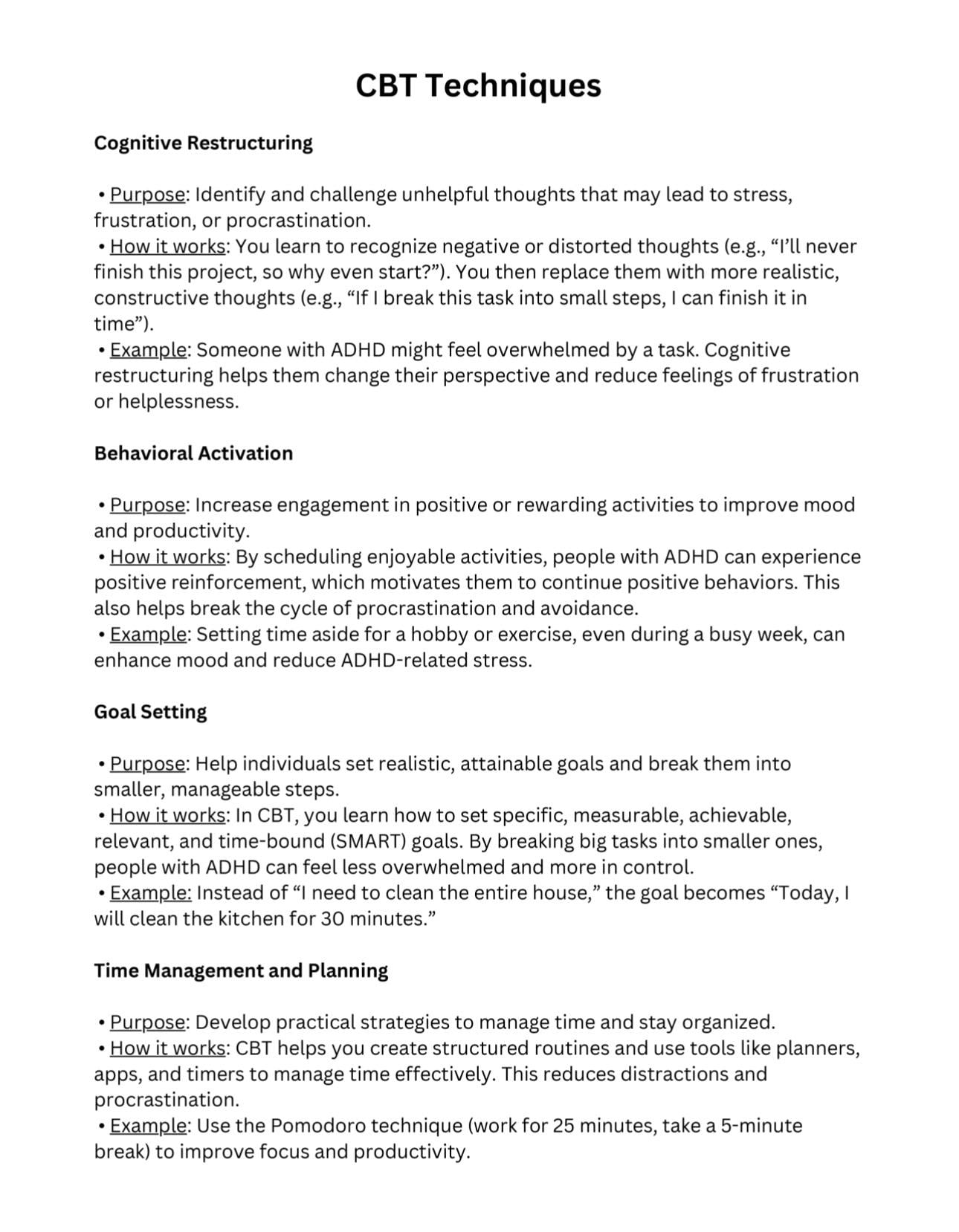 Manage Adult ADHD Coping Skills  Therapist Resource Therapy Exercises CBT