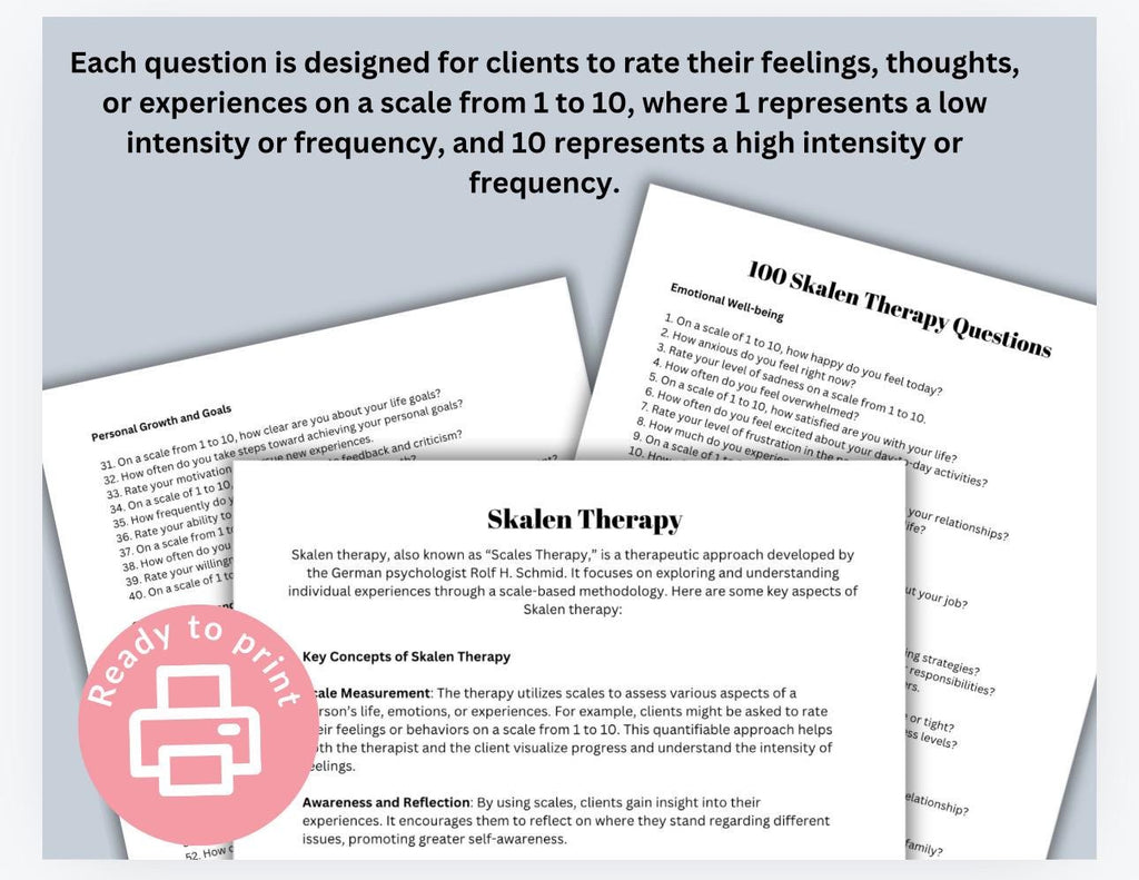 Therapy Scaling Questions: Solution-Focused Prompts (Digital Download)