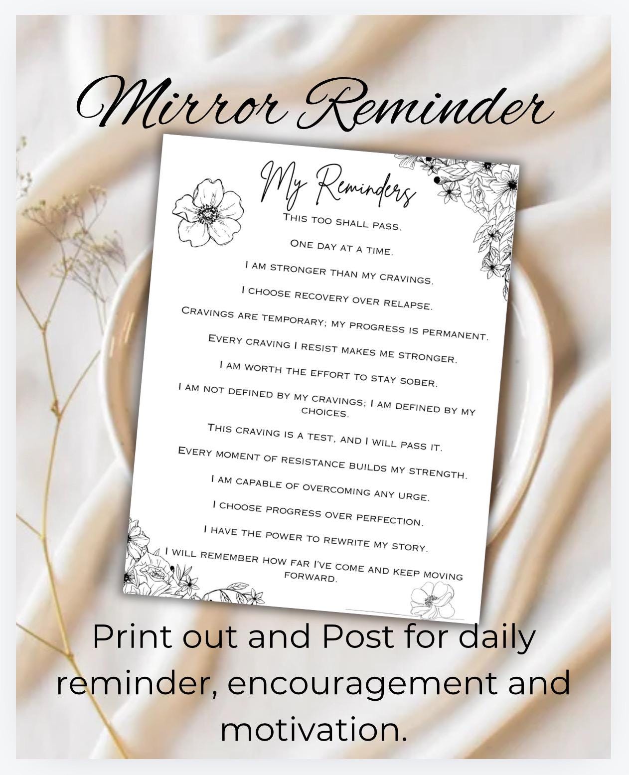 Addiction Recovery Toolkit | Daily Prompts & Positive Affirmations | Self Healing Printable | Digital Mental Health Tool