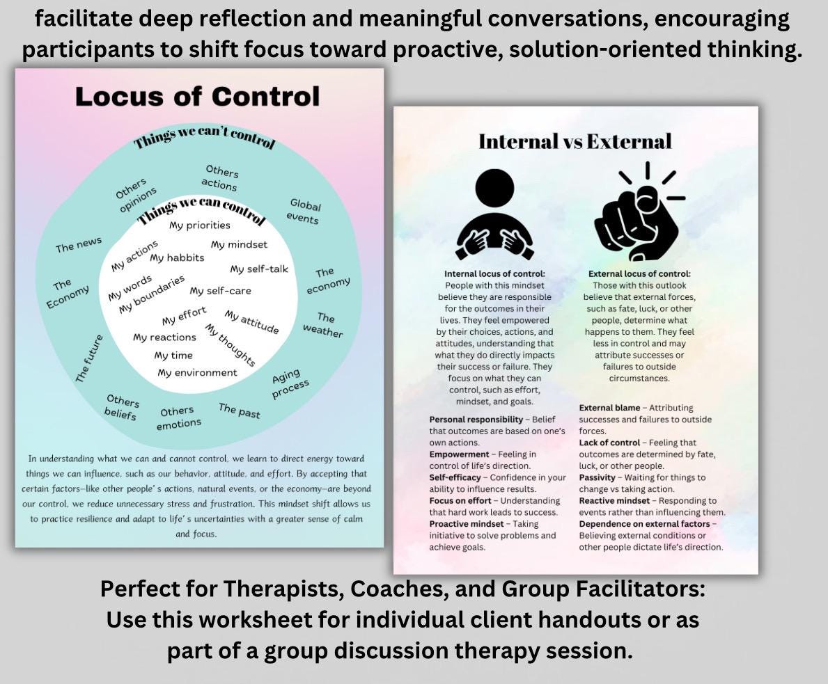 Locus of Control Handout, Therapy & Coaching Tool (Printable PDF)