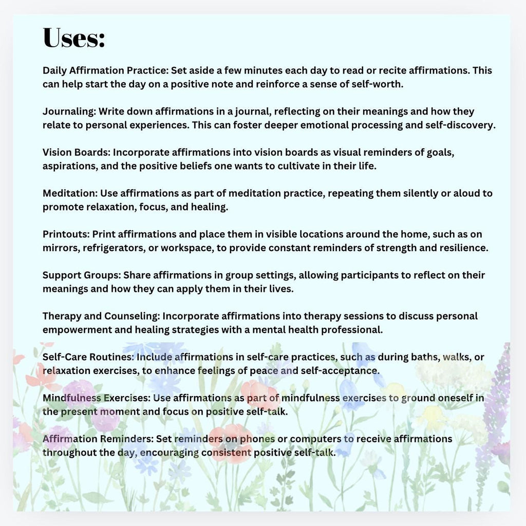 Affirmations for Abuse Victims Printable Reminders Self Care PDF