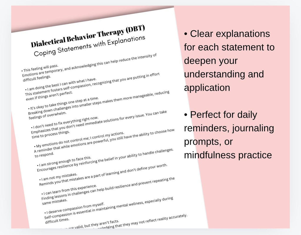 DBT Coping Statements with Explanations (PDF Download)