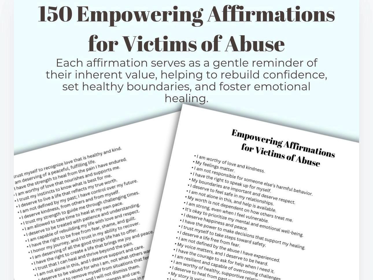 Affirmations for Abuse Victims Printable Reminders Self Care PDF