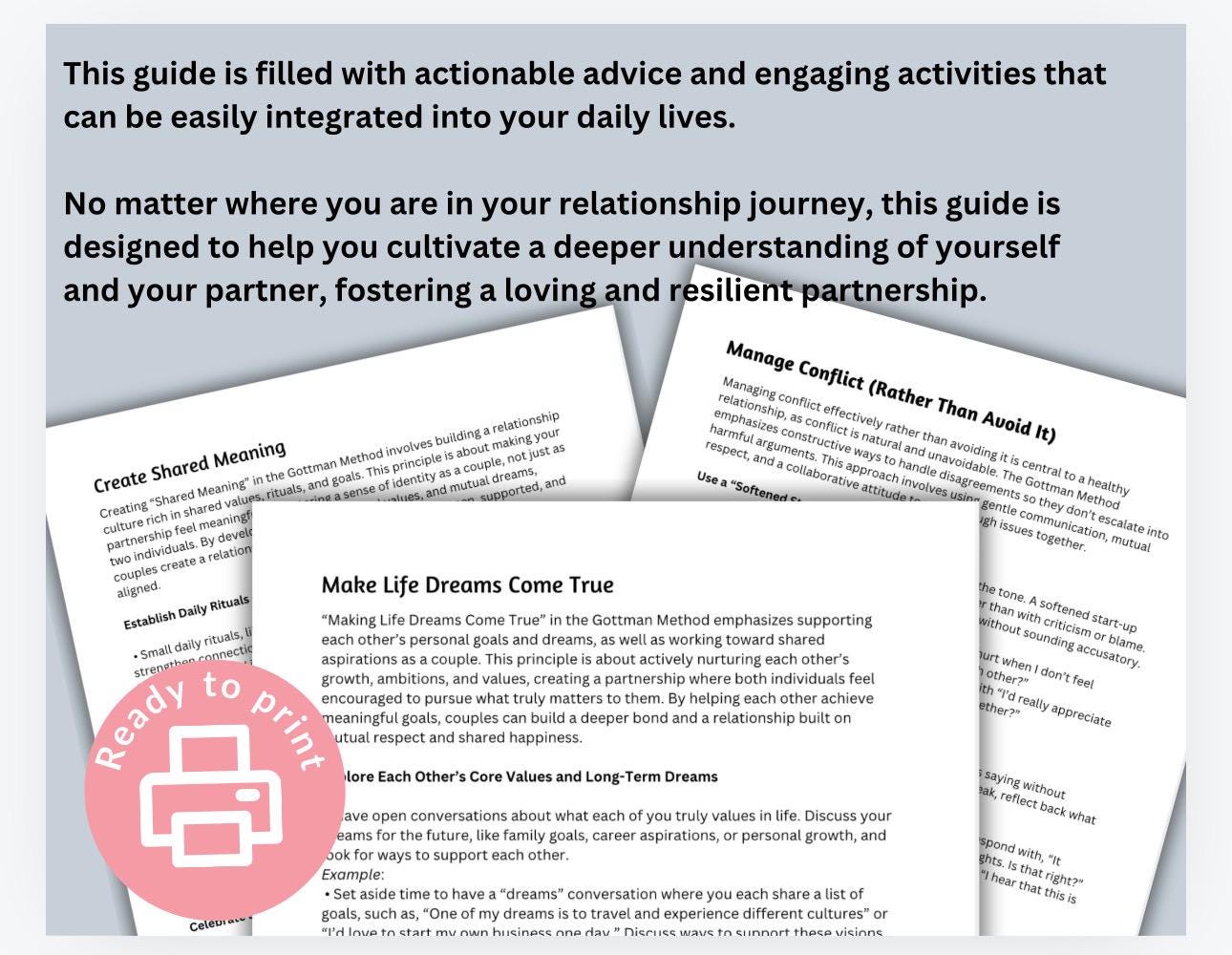 Gottman Method Couples Guide: Relationship Workbook (24 Pages PDF)