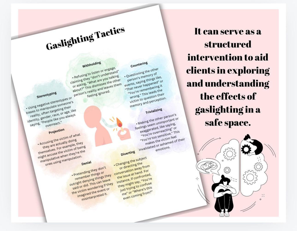 Gaslighting Tactics Worksheet: Identify Manipulation, Therapy Tool (PDF)