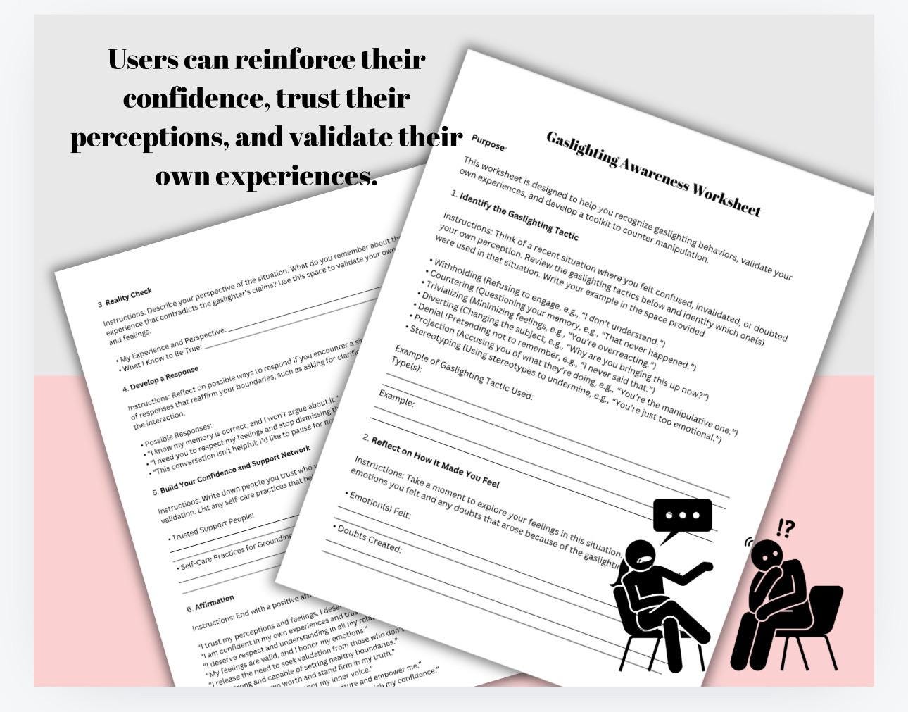 Gaslighting Tactics Worksheet: Identify Manipulation, Therapy Tool (PDF)