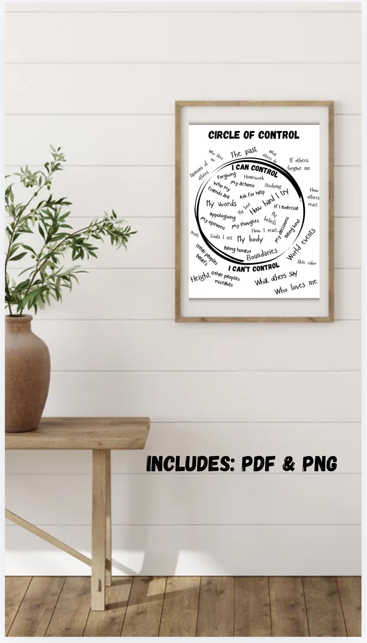 Circle of Control Worksheet, Group Therapy Tool (Digital Download)