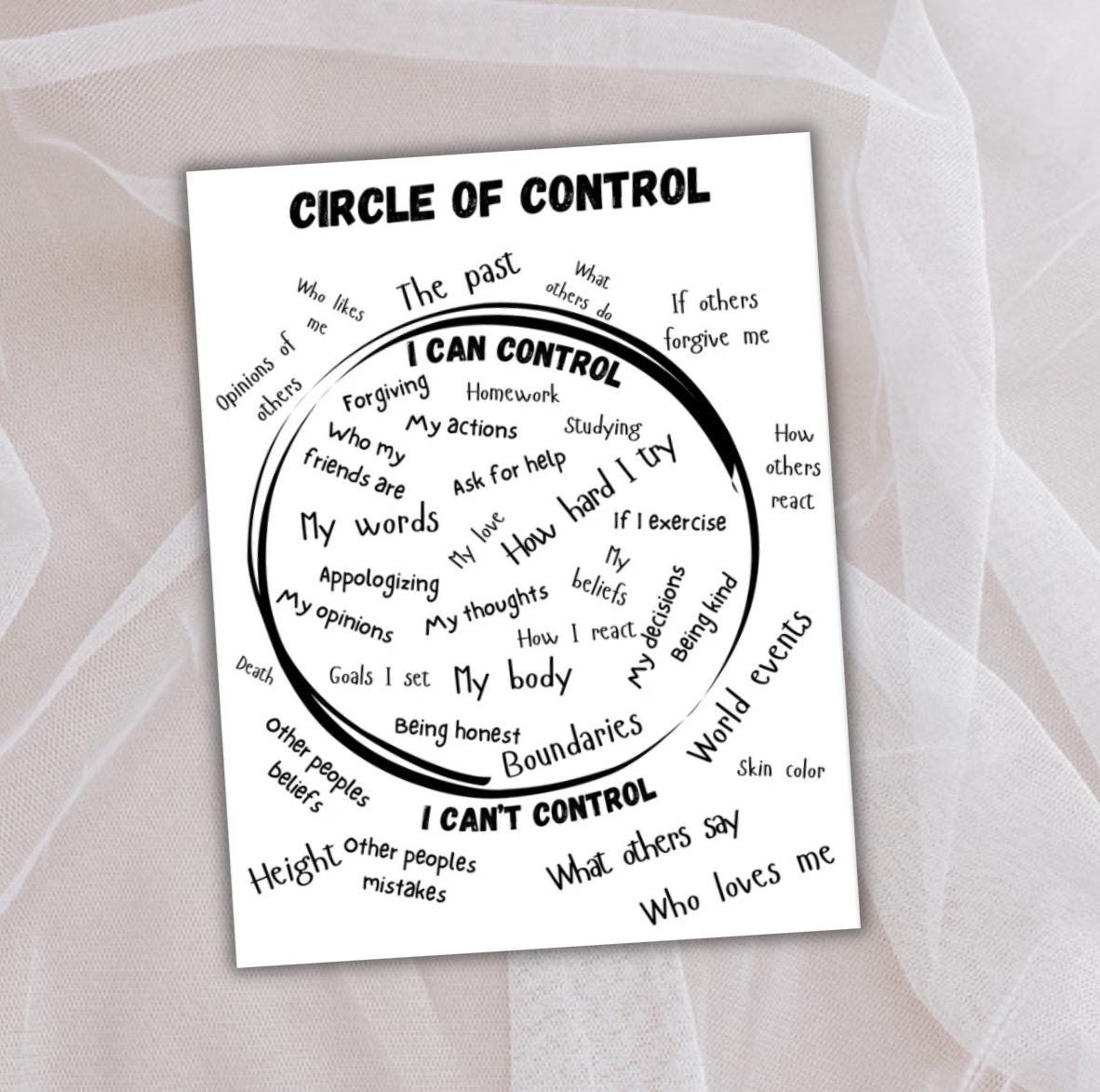 Circle of Control Worksheet, Group Therapy Tool (Digital Download)