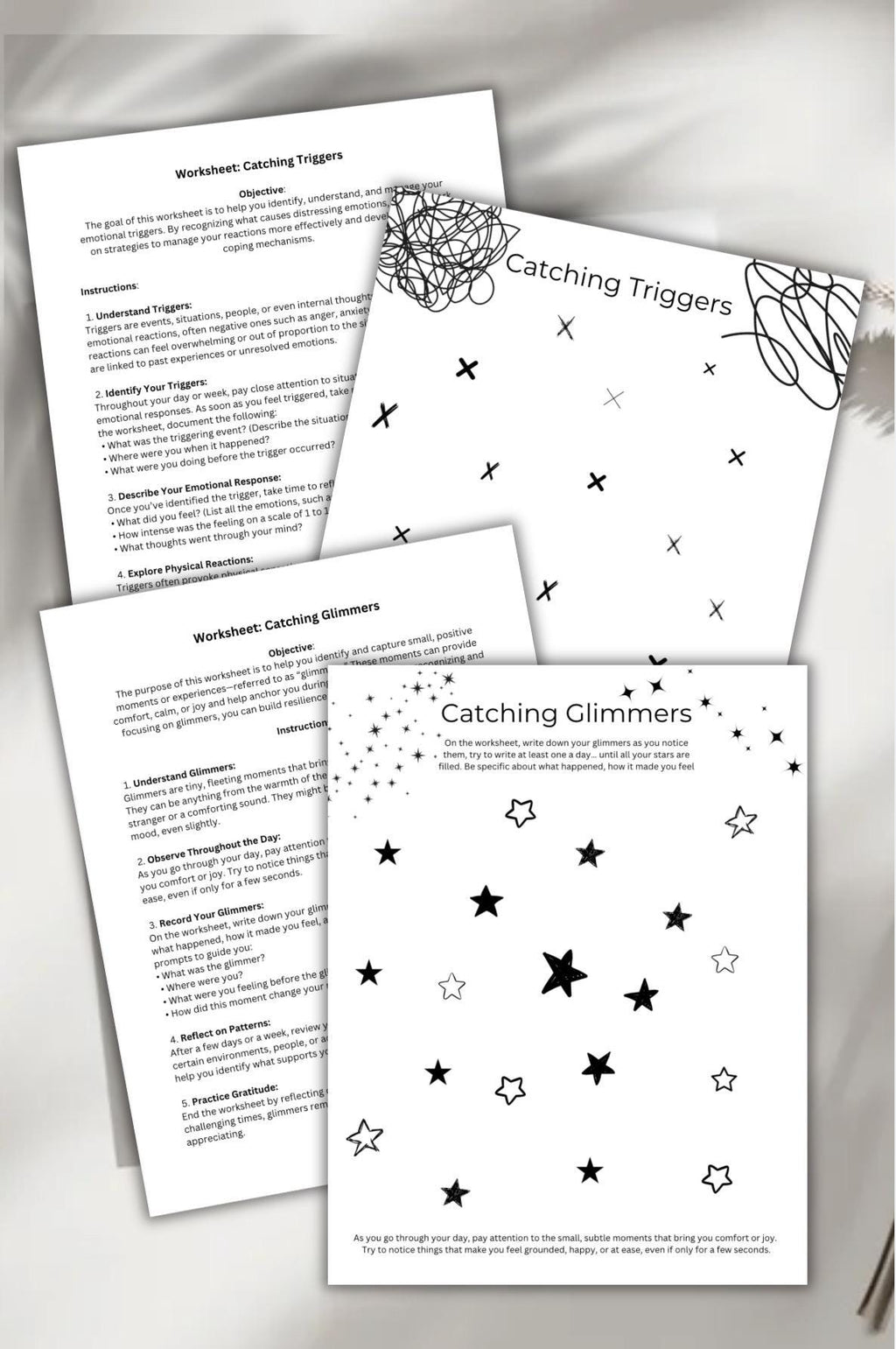 Emotional Regulation Worksheet: Catching Glimmers and Triggers (Printable PDF)