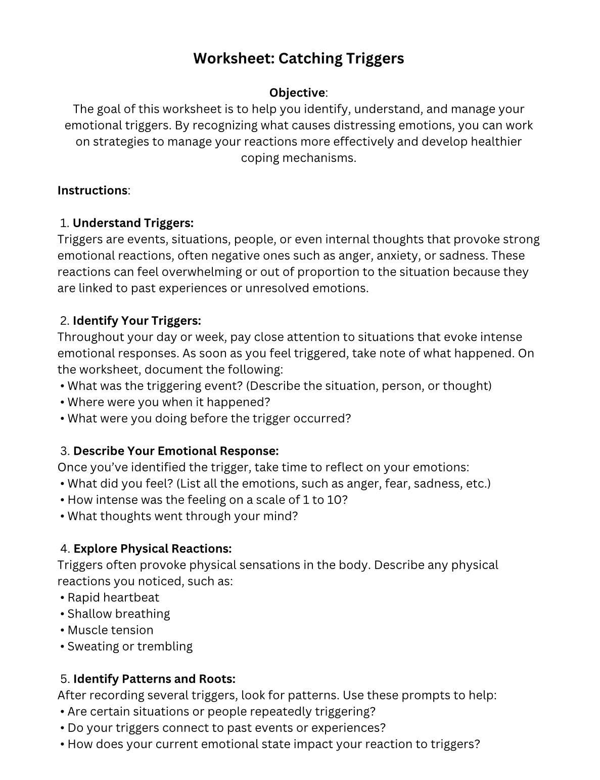 Emotional Regulation Worksheet: Catching Glimmers and Triggers (Printable PDF)