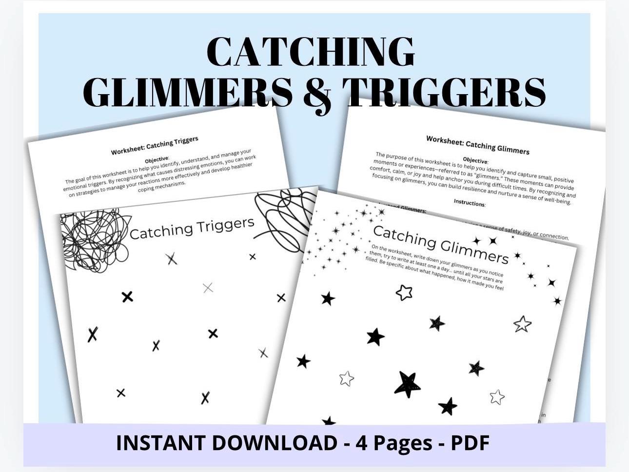 Emotional Regulation Worksheet: Catching Glimmers and Triggers (Printable PDF)