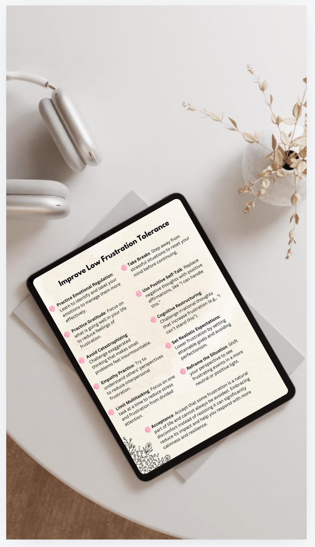 Resolve Frustration Tolerance Building Patience Therapy Handout daily Reminder Healthy Practices