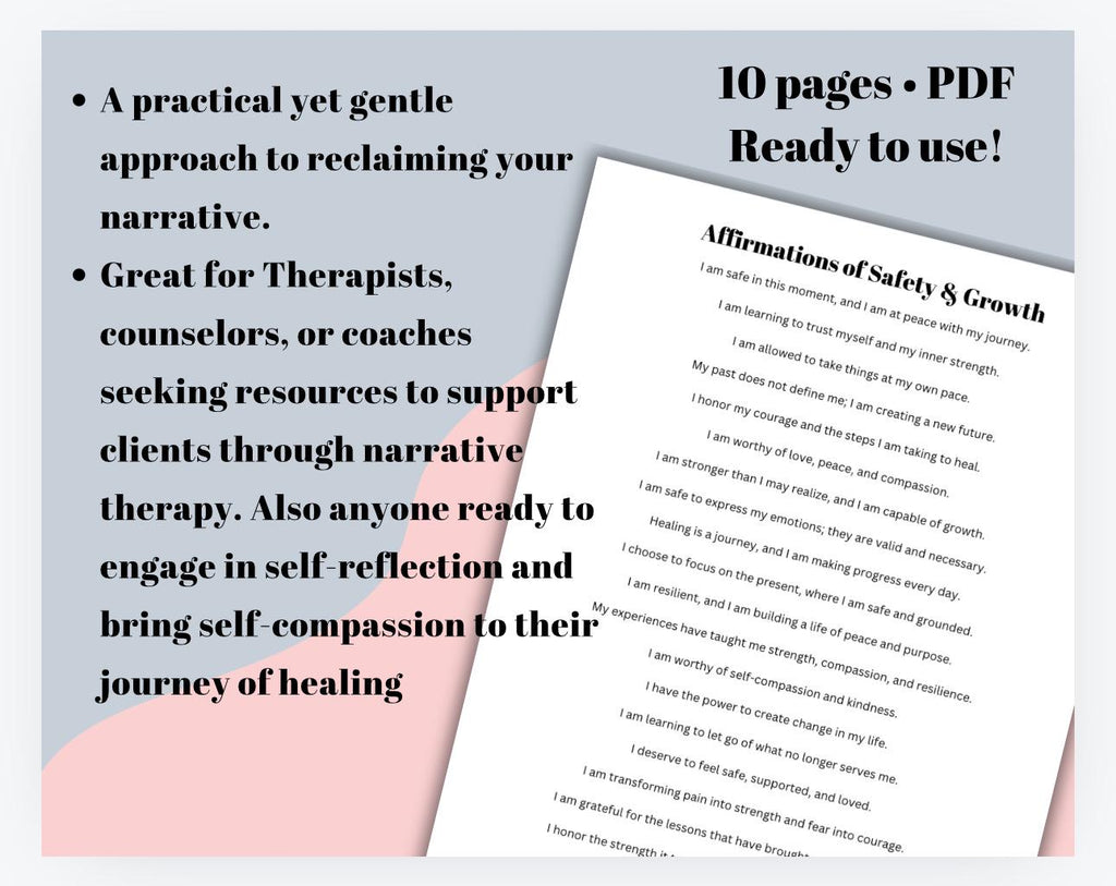 Writing a Trauma Narrative Therapy Guide, Self Reflection Workbook (PDF Download)