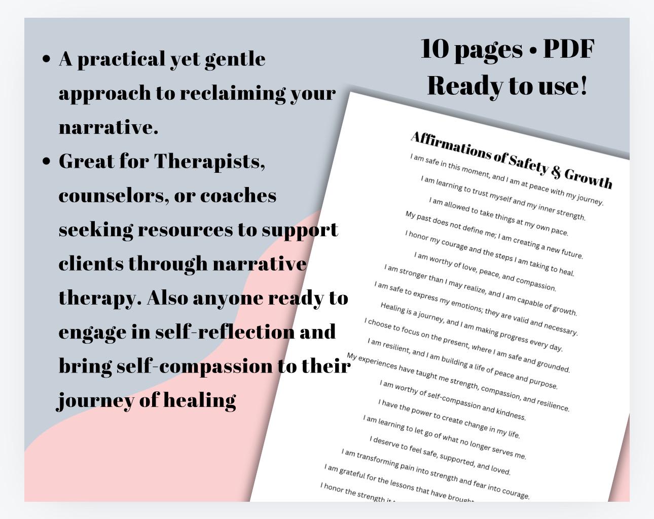 Writing a Trauma Narrative Therapy Guide, Self Reflection Workbook (PDF Download)