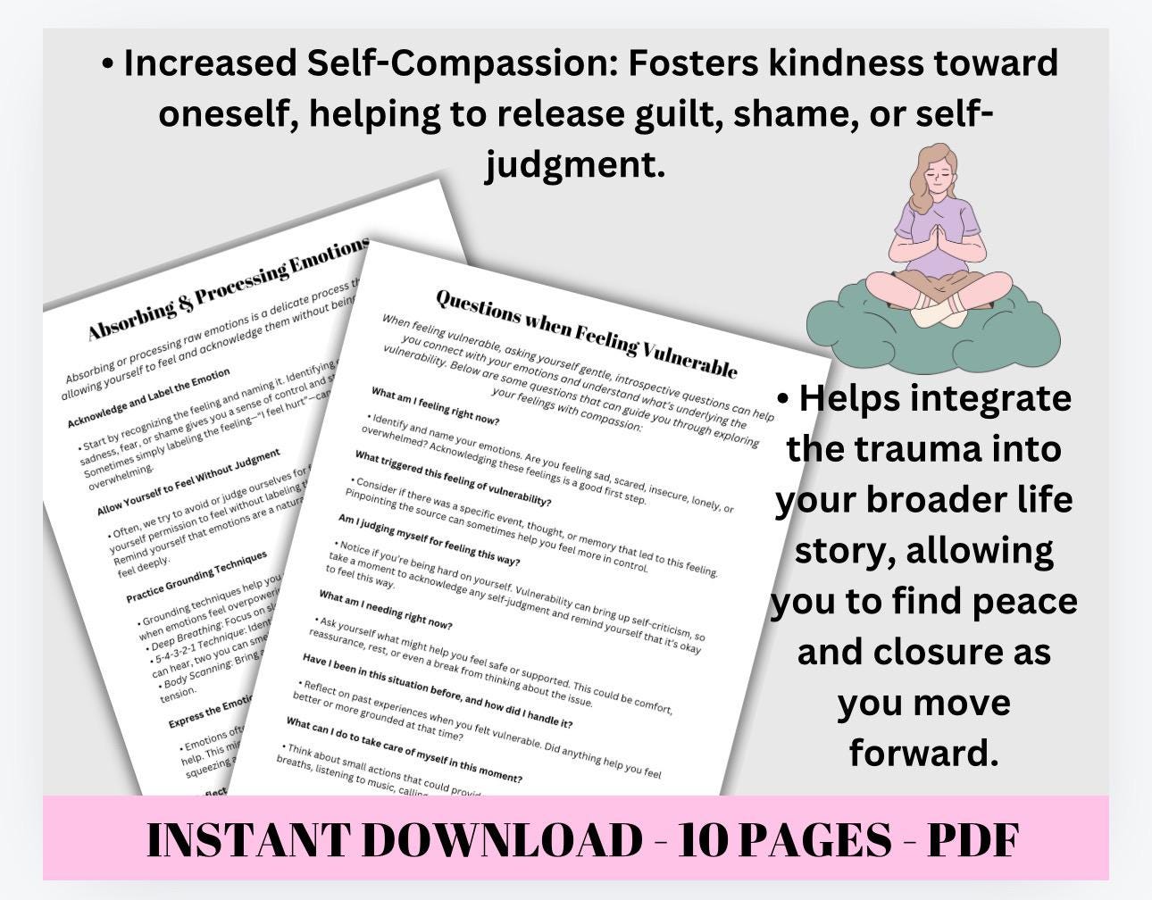 Writing a Trauma Narrative Therapy Guide, Self Reflection Workbook (PDF Download)