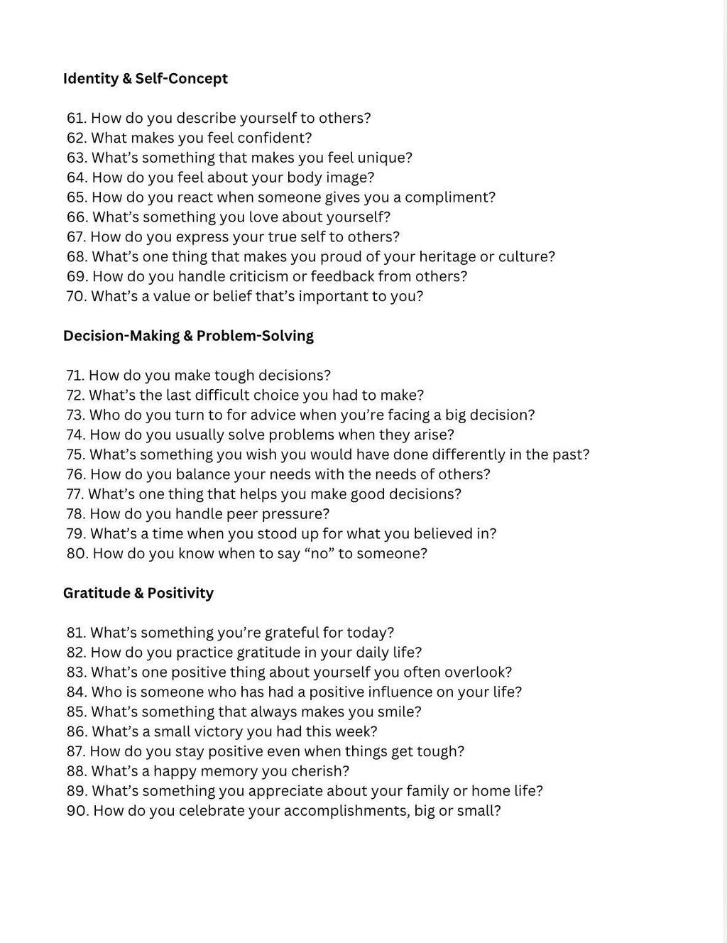 Teen Check-In Questions | 150 Mental Health Prompts (Digital Download)