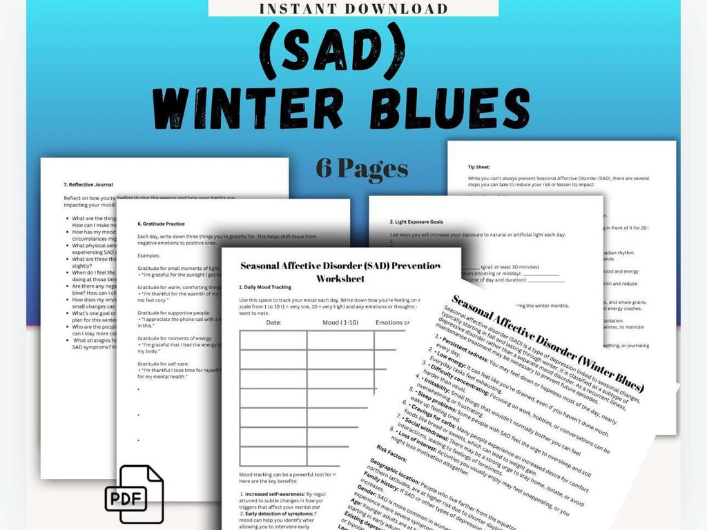 SAD Management Worksheet: Winter Blues Mood Tracker (Digital Download)