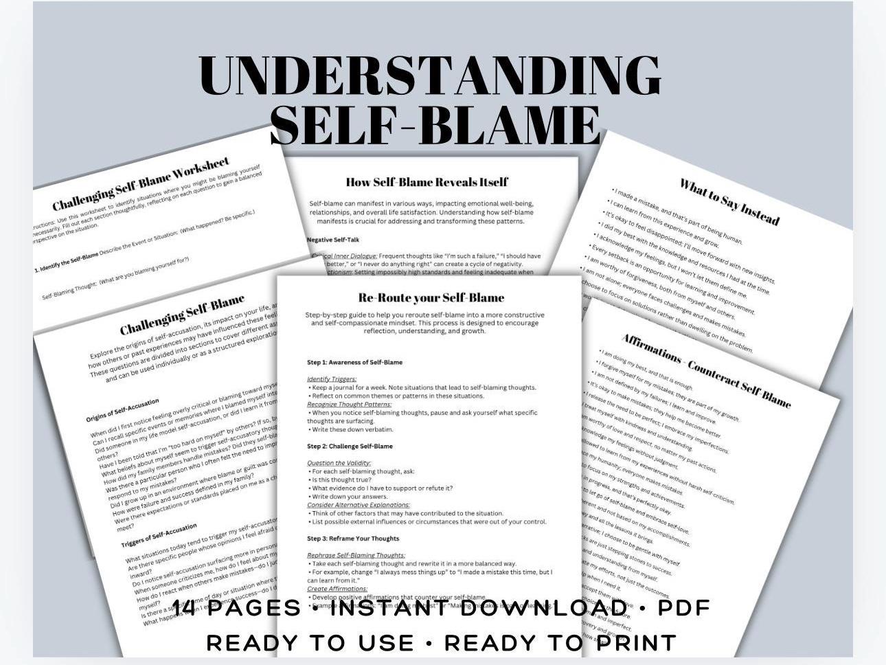 Self-Blame Workbook: Emotional Resilience, Personal Growth (Digital Download)