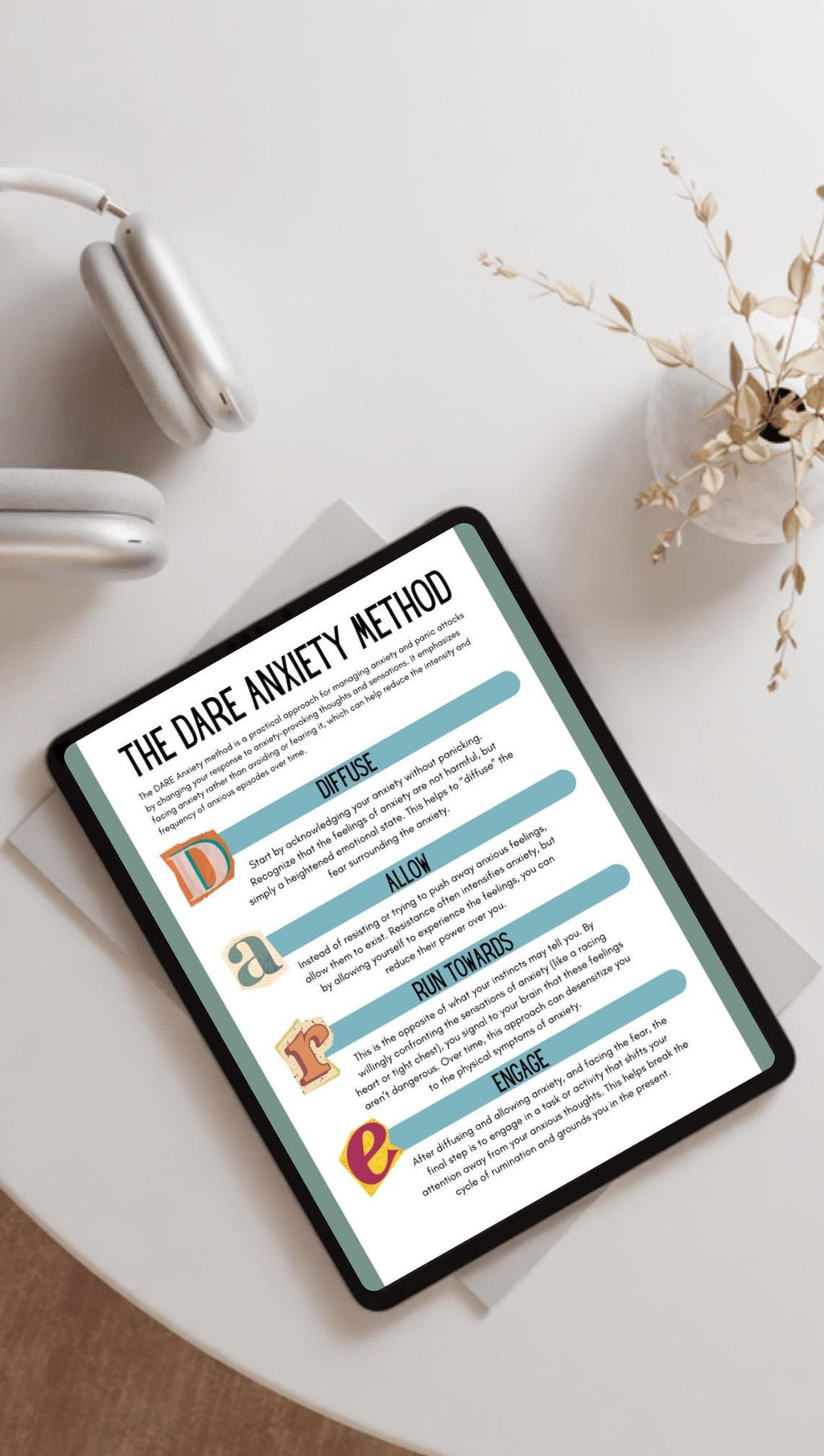 DARE Anxiety Method Handout | Coping Skills, Emotional Regulation (PDF, PNG)