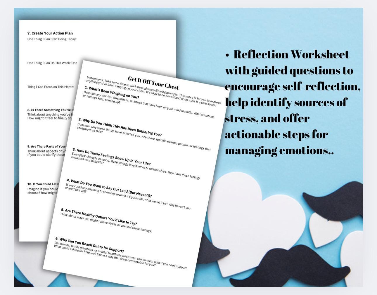 Men's Mental Health Worksheet: Emotional Support Tool (PDF)